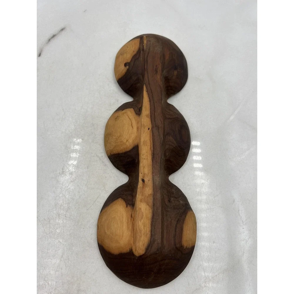 VTG Wooden Serving Tray Nut Dish Hand Carved 3 Section Live Edge Dark Wood